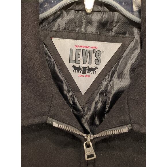 Levi’s Black Wool Blend Coat Men’s Medium – Full Zip, Vintage Lined, Utility - Picture 3 of 8